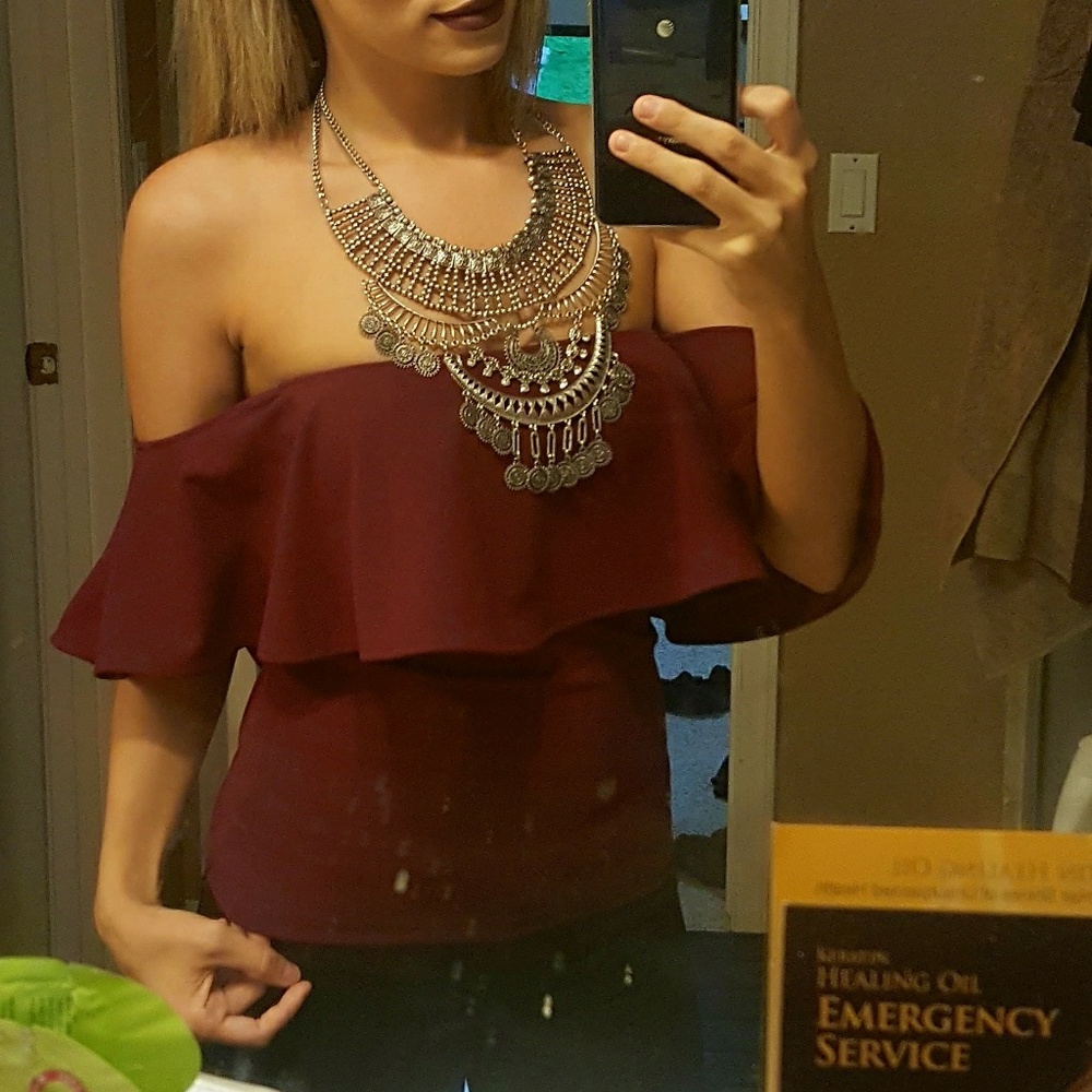 Strapless deep wine top